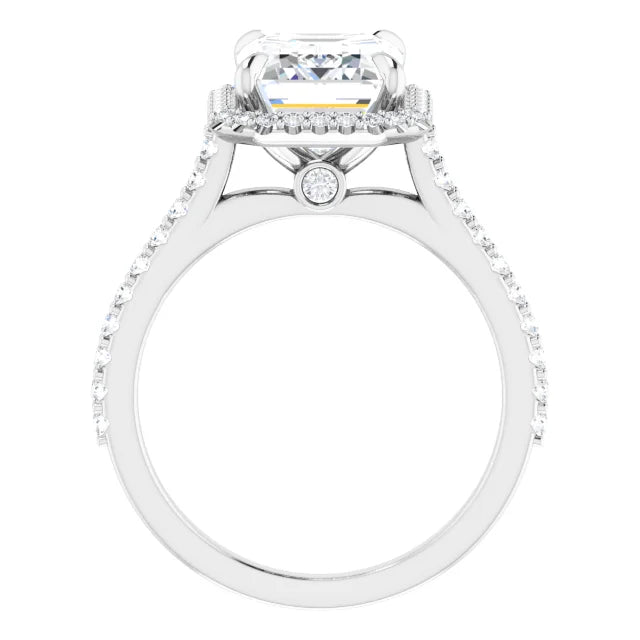 14K White Gold 10x8 mm Emerald Engagement Ring Mounting