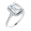 14K White Gold 10x8 mm Emerald Engagement Ring Mounting