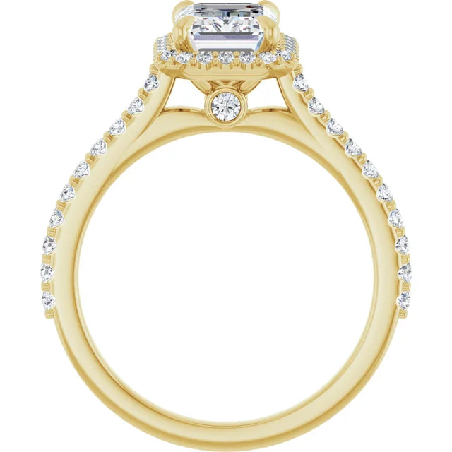 10K Yellow Gold 8x6 mm Emerald Engagement Ring Mounting
