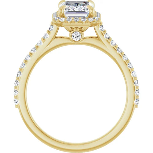 10K Yellow Gold 8x6 mm Emerald Engagement Ring Mounting