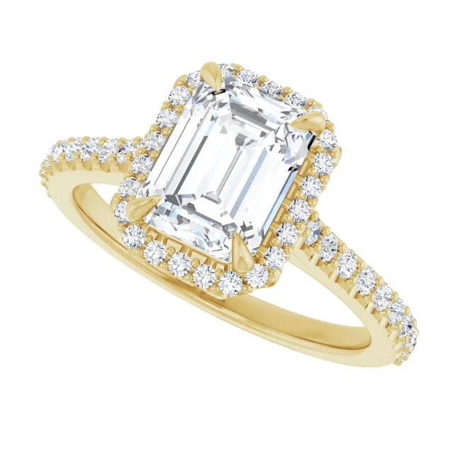 10K Yellow Gold 8x6 mm Emerald Engagement Ring Mounting