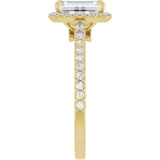 10K Yellow Gold 8x6 mm Emerald Engagement Ring Mounting