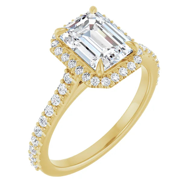 10K Yellow Gold 8x6 mm Emerald Engagement Ring Mounting