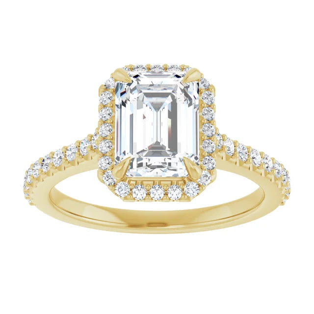 10K Yellow Gold 8x6 mm Emerald Engagement Ring Mounting