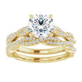 14K Yellow Gold 7 mm Round Engagement Ring Mounting - 14K Yellow Gold Band