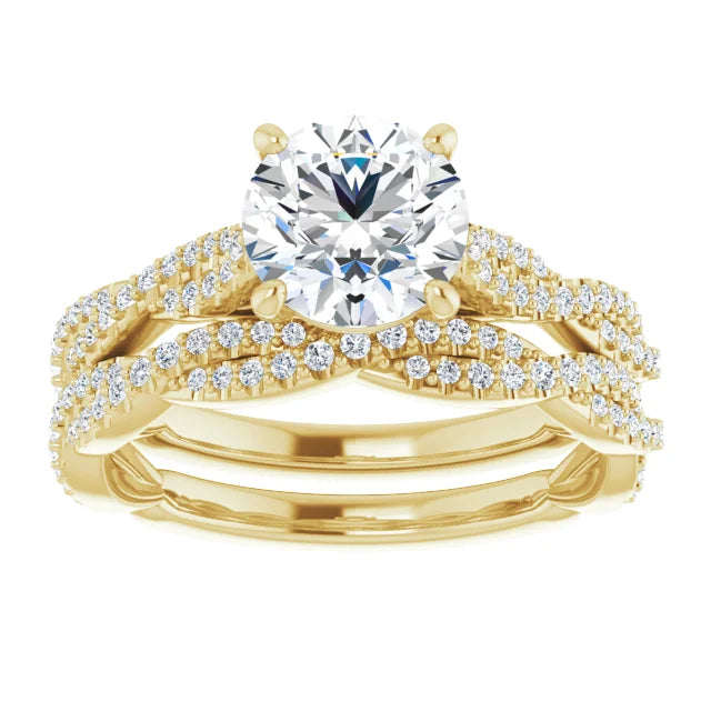 14K Yellow Gold 7 mm Round Engagement Ring Mounting - 14K Yellow Gold Band
