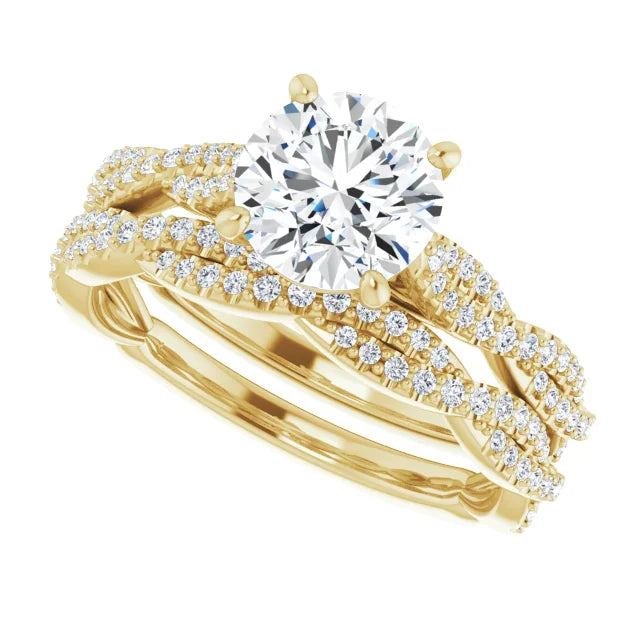 14K Yellow Gold 7 mm Round Engagement Ring Mounting - 14K Yellow Gold Band