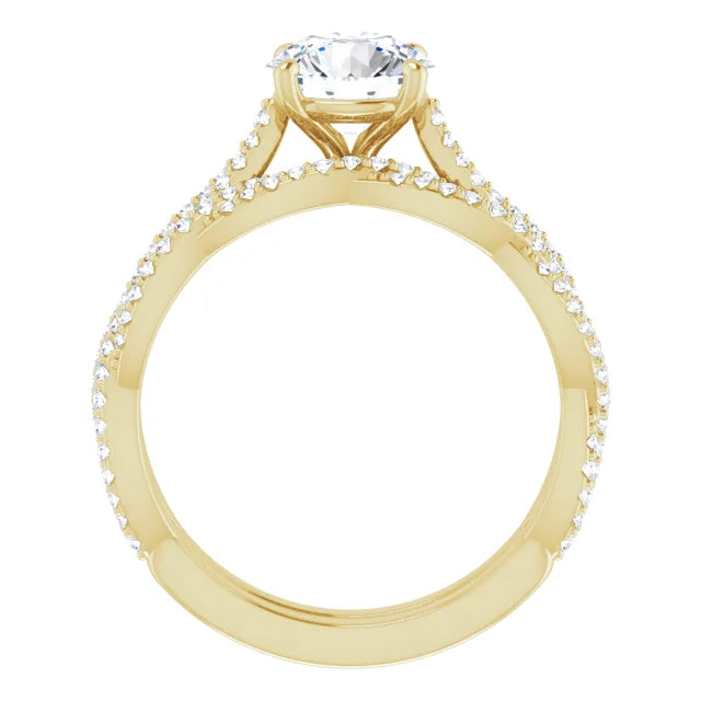 14K Yellow Gold 7 mm Round Engagement Ring Mounting - 14K Yellow Gold Band