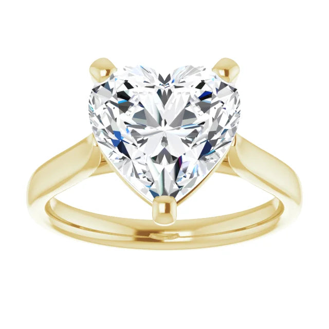 10K Yellow Gold 10x10 mm Heart Engagement Ring Mounting