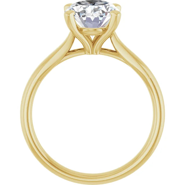 10K Yellow Gold 10x8 mm Oval Engagement Ring Mounting