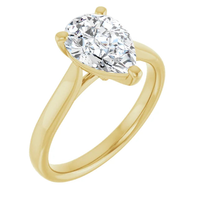 10K Yellow Gold 10x7 mm Pear Engagement Ring Mounting