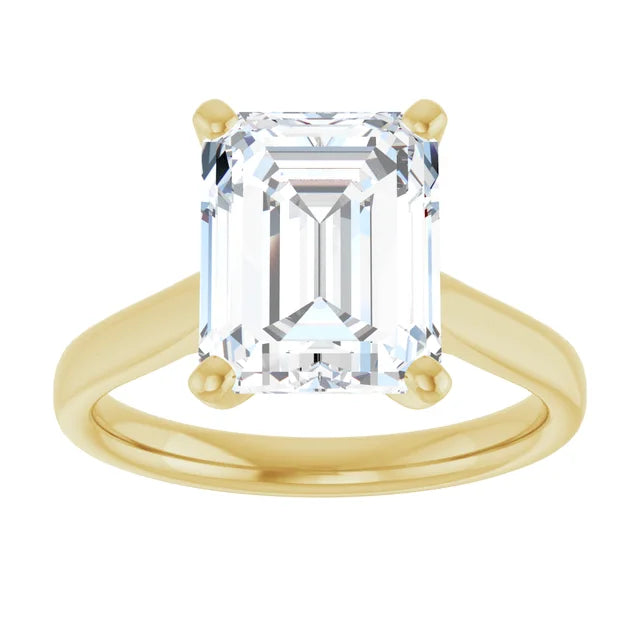 10K Yellow Gold 10x8 mm Emerald Engagement Ring Mounting