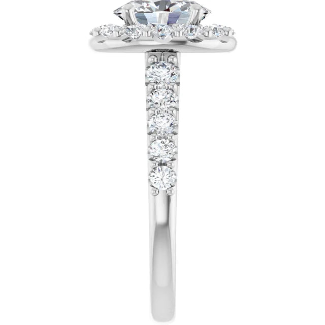 14K White Gold 8x6 mm Oval Engagement Ring Mounting