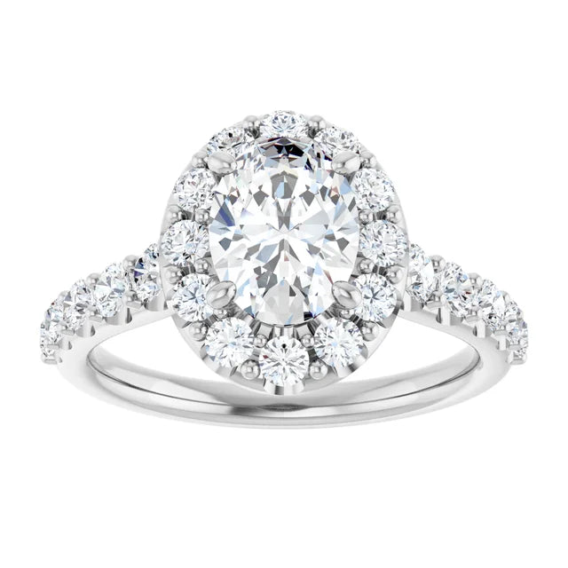14K White Gold 8x6 mm Oval Engagement Ring Mounting