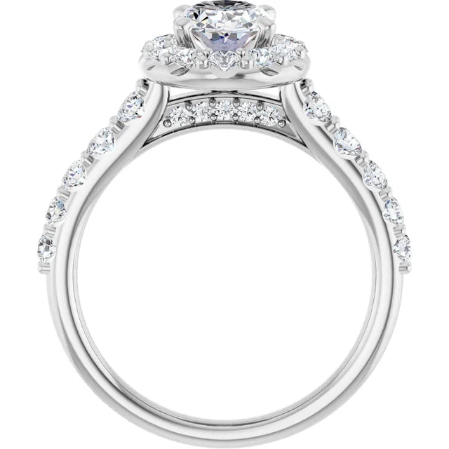 14K White Gold 8x6 mm Oval Engagement Ring Mounting
