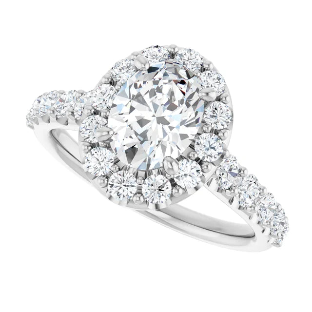 14K White Gold 8x6 mm Oval Engagement Ring Mounting