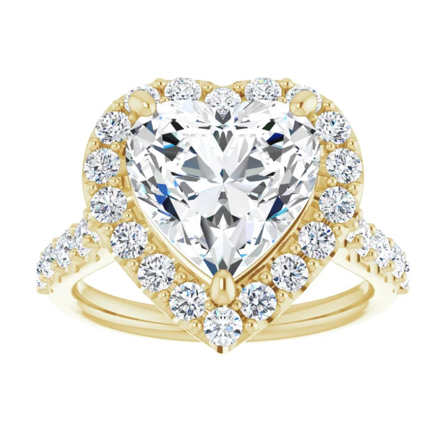 10K Yellow Gold Heart Engagement Ring Mounting