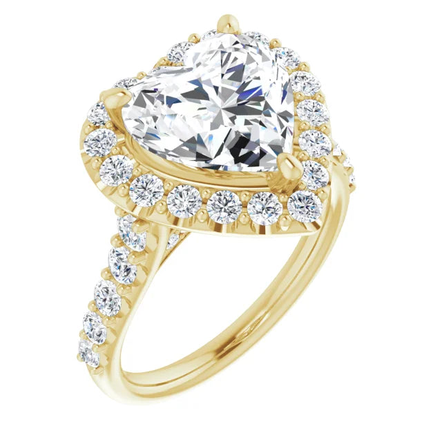 10K Yellow Gold Heart Engagement Ring Mounting