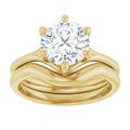 10K Yellow Gold 8 mm Round Engagement Ring Mounting -Matching Band