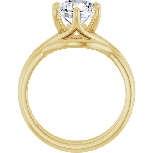 10K Yellow Gold 8 mm Round Engagement Ring Mounting -Matching Band