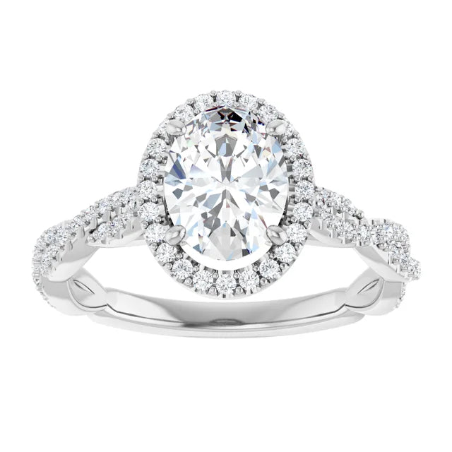 14K White Gold 8x6 mm Oval Engagement Ring Mounting