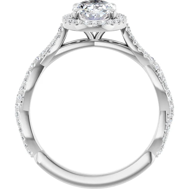 14K White Gold 8x6 mm Oval Engagement Ring Mounting