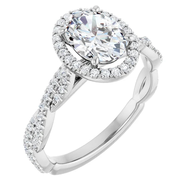 14K White Gold 8x6 mm Oval Engagement Ring Mounting
