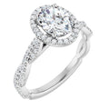 14K White Gold 8x6 mm Oval Engagement Ring Mounting