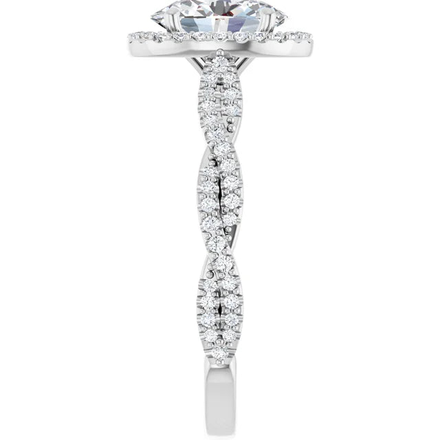 14K White Gold 8x6 mm Oval Engagement Ring Mounting