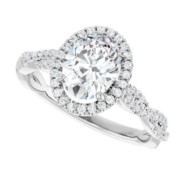 14K White Gold 8x6 mm Oval Engagement Ring Mounting