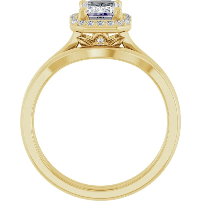 10K Yellow Gold 7x5 mm Emerald Engagement Ring Mounting