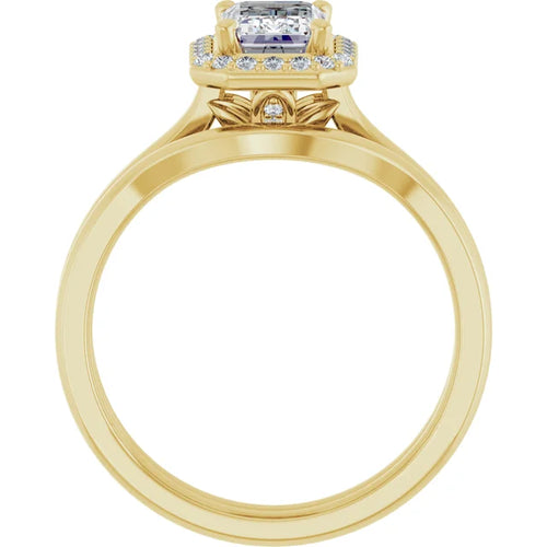10K Yellow Gold 7x5 mm Emerald Engagement Ring Mounting