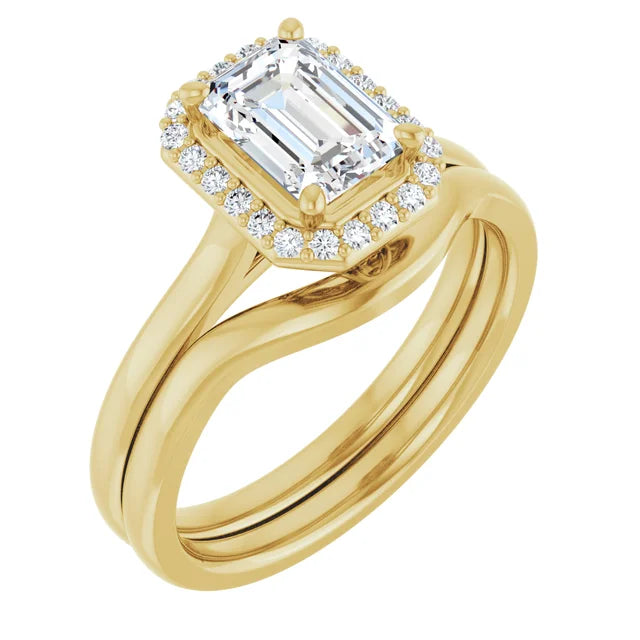 10K Yellow Gold 7x5 mm Emerald Engagement Ring Mounting