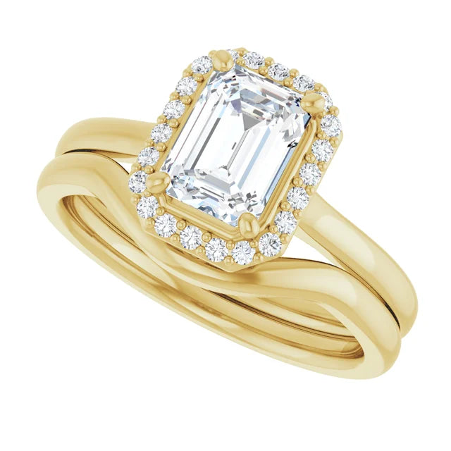 10K Yellow Gold 7x5 mm Emerald Engagement Ring Mounting
