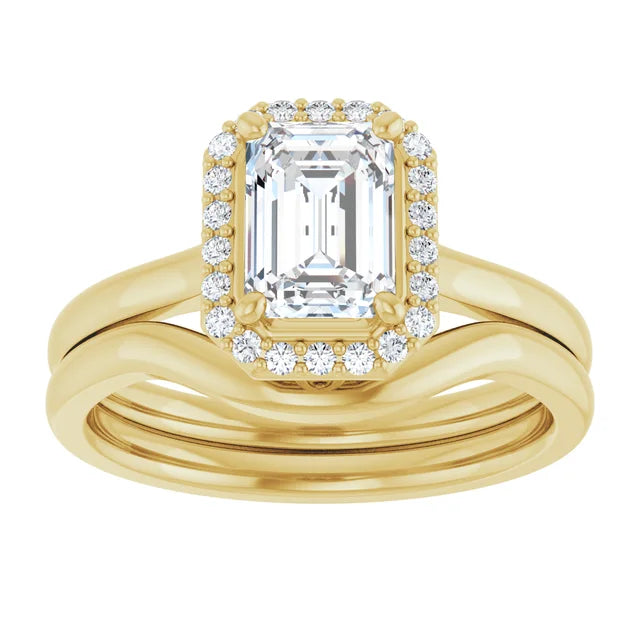 10K Yellow Gold 7x5 mm Emerald Engagement Ring Mounting