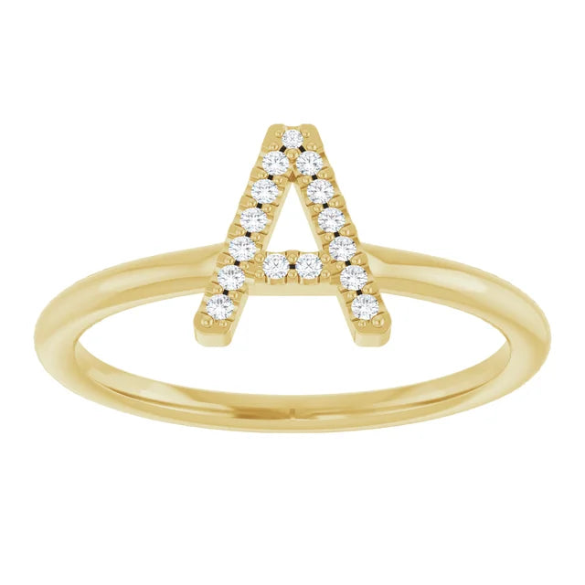 14K Yellow Gold .06 CTW Natural Diamond Initials Ring