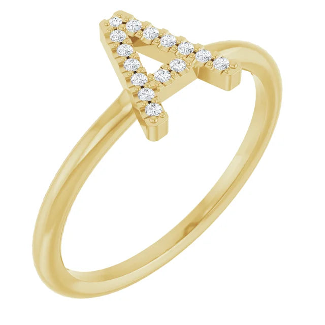 14K Yellow Gold .06 CTW Natural Diamond Initials Ring