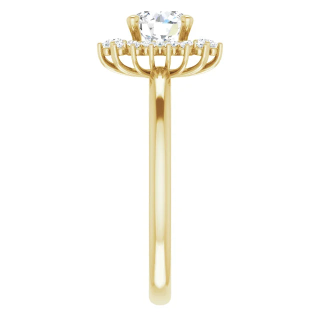10K Yellow Gold Halo-Style Engagement Ring Mounting