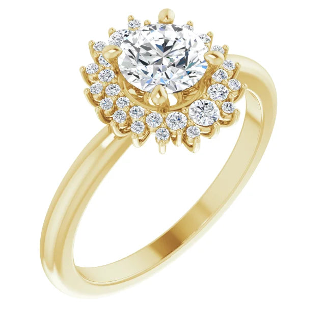10K Yellow Gold Halo-Style Engagement Ring Mounting