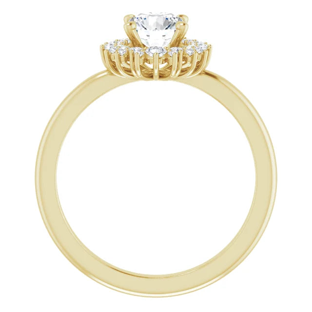 10K Yellow Gold Halo-Style Engagement Ring Mounting