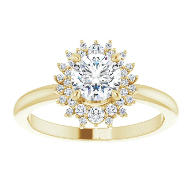 10K Yellow Gold Halo-Style Engagement Ring Mounting