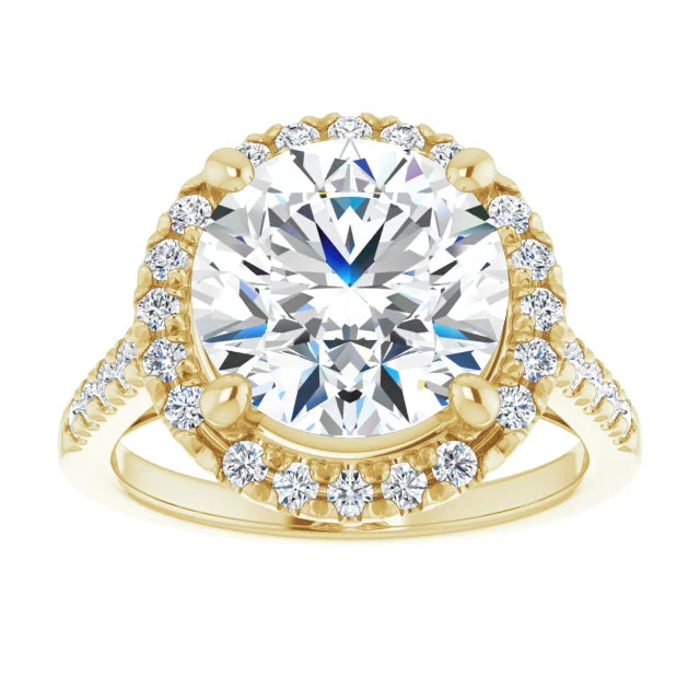 14K Yellow Gold 10 mm Round French-Set Engagement Ring Mounting