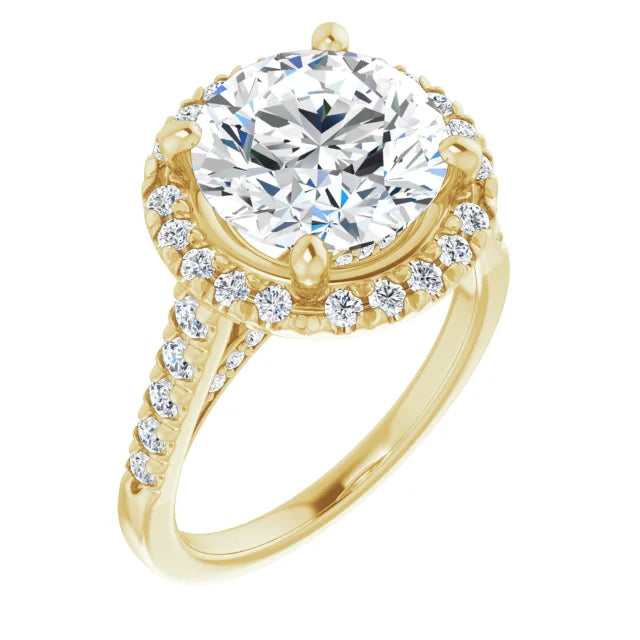 14K Yellow Gold 10 mm Round French-Set Engagement Ring Mounting