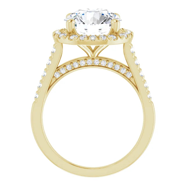 14K Yellow Gold 10 mm Round French-Set Engagement Ring Mounting
