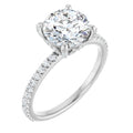 14K White Gold 8 mm Round Engagement Ring Mounting - 1 Diamond  –  #.. Round  Facetedcut,  Gcolor,  VS1quality
