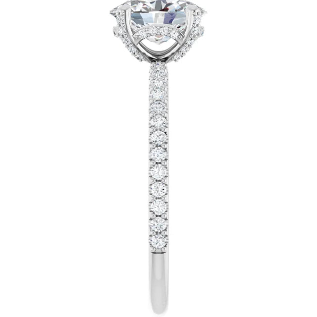 White Gold Oval Engagement Ring Mounting