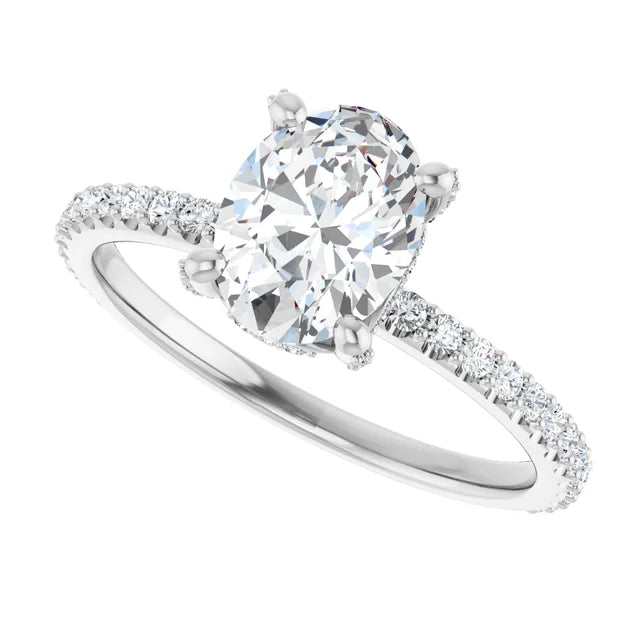 White Gold Oval Engagement Ring Mounting