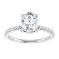 White Gold Oval Engagement Ring Mounting