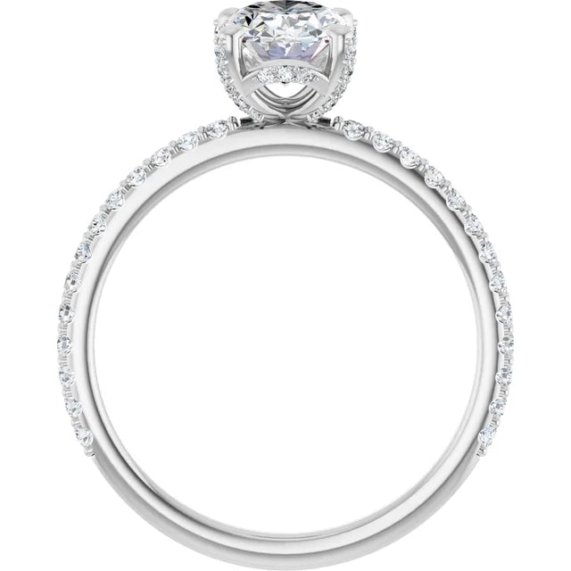 White Gold Oval Engagement Ring Mounting