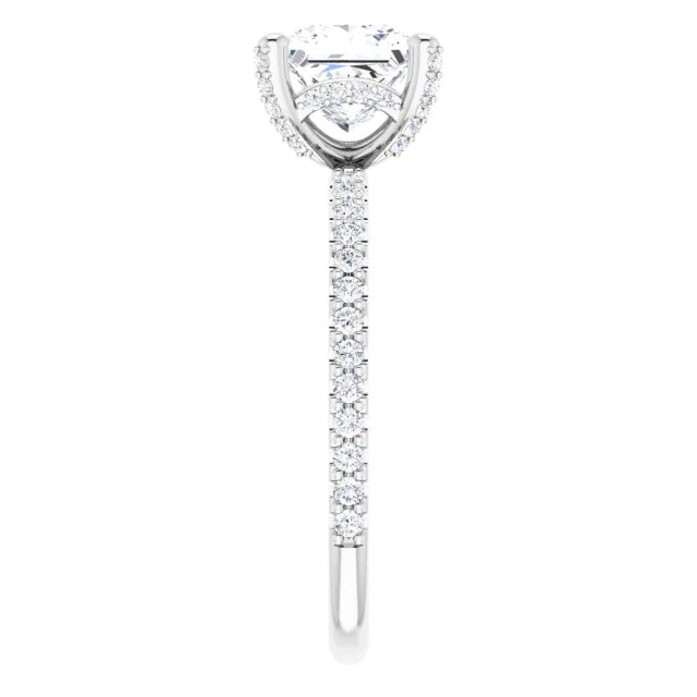 White Gold Square Engagement Ring Mounting